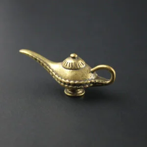 Pure Brass Aladdin Lamp Keychain Pendant Bag Car Hanging Tea Pet Ornament Toy EDC Tools & Brass Collectibles