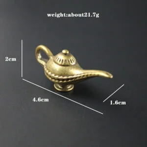 Pure Brass Aladdin Lamp Keychain Pendant Bag Car Hanging Tea Pet Ornament Toy EDC Tools & Brass Collectibles