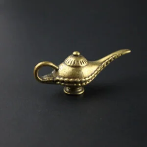 Pure Brass Aladdin Lamp Keychain Pendant Bag Car Hanging Tea Pet Ornament Toy EDC Tools & Brass Collectibles