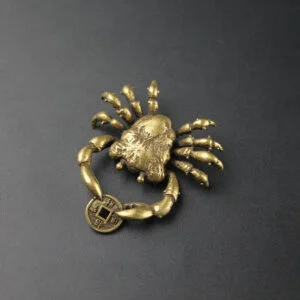 Pure Brass Crab Statue Figurine Keychain Pendant Tea Pet Miniature Ornament Toy EDC Tools & Brass Collectibles