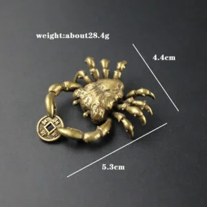 Pure Brass Crab Statue Figurine Keychain Pendant Tea Pet Miniature Ornament Toy EDC Tools & Brass Collectibles