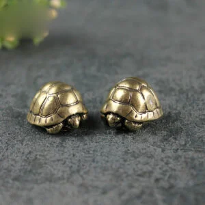 Solid Heavy Brass Tortoise Figurine Miniature Vintage Turtle Tea Pet Ornament EDC Tools & Brass Collectibles