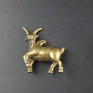 Pure Brass Goat Statue Keychain Pendant Sheep Figure Miniature Tea Pet Ornament EDC Tools & Brass Collectibles