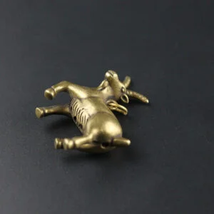 Pure Brass Goat Statue Keychain Pendant Sheep Figure Miniature Tea Pet Ornament EDC Tools & Brass Collectibles