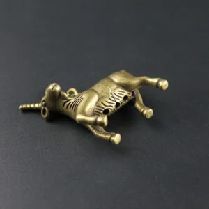 Pure Brass Goat Statue Keychain Pendant Sheep Figure Miniature Tea Pet Ornament EDC Tools & Brass Collectibles