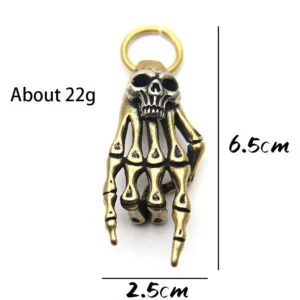 Solid Brass Skull Hand Statue Keychain Necklace Pendant Hanging Tea Pet Ornament EDC Tools & Brass Collectibles