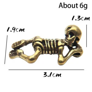 Pure Brass Skull Skeleton Statue Punk Keychain Car Hanging Tea Pet Ornament Toy EDC Tools & Brass Collectibles