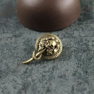 Pure Brass Punk Skull Head Pin Batch Button Belt Buckle Screw Back Rivet DIY EDC Tools & Brass Collectibles