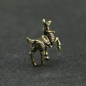 Pure Brass War Horse Figurine Vintage Animal Statue Miniature Tea Pet Ornament EDC Tools & Brass Collectibles