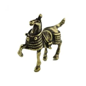 Pure Brass War Horse Figurine Vintage Animal Statue Miniature Tea Pet Ornament EDC Tools & Brass Collectibles