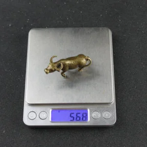 Pure Brass Cattle Cow Statue keychain Tea Pet Ornament Miniature Mini Animal Toy EDC Tools & Brass Collectibles