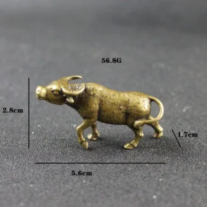 Pure Brass Cattle Cow Statue keychain Tea Pet Ornament Miniature Mini Animal Toy EDC Tools & Brass Collectibles