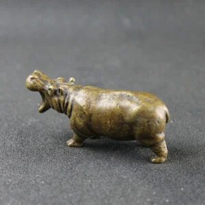 Solid Bronze Hippo Statue Hippopotamus Figurine Tea Pet Ornament Miniature Toy EDC Tools & Brass Collectibles