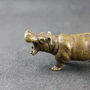 Solid Bronze Hippo Statue Hippopotamus Figurine Tea Pet Ornament Miniature Toy EDC Tools & Brass Collectibles