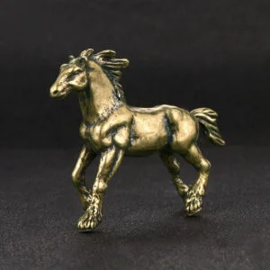 Solid Brass War Horse Statue Vintage Tea Pet Ornament Animal Figurine Miniature EDC Tools & Brass Collectibles