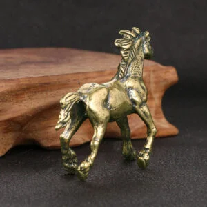 Solid Brass War Horse Statue Vintage Tea Pet Ornament Animal Figurine Miniature EDC Tools & Brass Collectibles