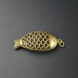 Pure Brass Blessing Fish Keychain Pendant Car Hanging Tea Pet Ornament Miniature EDC Tools & Brass Collectibles