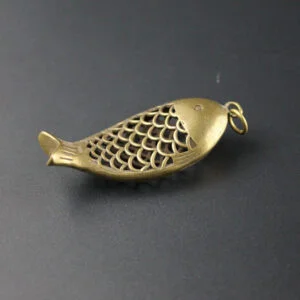 Pure Brass Blessing Fish Keychain Pendant Car Hanging Tea Pet Ornament Miniature EDC Tools & Brass Collectibles