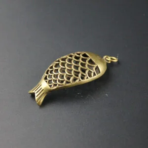 Pure Brass Blessing Fish Keychain Pendant Car Hanging Tea Pet Ornament Miniature EDC Tools & Brass Collectibles