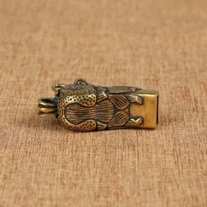 Pure Brass Dragon Head Whistle Key Chain Pendant Outdoor Tool Tea Pet Miniature EDC Tools & Brass Collectibles