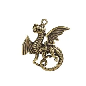 Pure Brass Dragon Keychain Pendant Necklace Hanging Tea Pet Ornament Miniature EDC Tools & Brass Collectibles