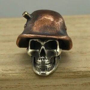 Brass Copper World War Helmet Skull Warrior Head Paracord Bead Lanyard Bead DIY Keychain Jewelry Pendant Bracelet Charms Beads EDC Everyday Carry Accessories