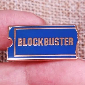 Blockbuster Video Logo Enamel Pin Metal Movie Ticket Blue Badge Brooch Shirt Bag Badge Jewelry Lapel Pin Collectibles Ornament Miniature DIY Craft Pin Collection