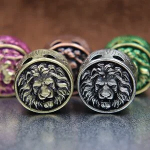 EDC Brass Lion Head Compass Paracord Bead Lanyard Beads DIY Outdoor Everyday Carry Accessories Tools Crafts Miniature