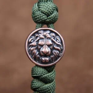 EDC Brass Lion Head Compass Paracord Bead Lanyard Beads DIY Outdoor Everyday Carry Accessories Tools Crafts Miniature