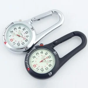 Luminous Dial Clip-On Carabiner Climbing Pocket Watch Mini Watch Outdoor Sports Backpack Hanging Watch Clock EDC Everyday Carry Accessories Tools