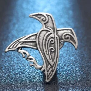 Metal Norse Viking Odin’s Ravens Brooch Pin Viking Nordic Talisman Bird Badge Enamel Pin Lapel Pin School Bag Badges Collectibles Ornament Miniature DIY Craft Gift