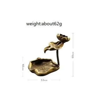 Pure Brass Lotus Leaf Backflow Incense Burner Censer Holder Decoration Ornament Miniature Mini Figure Vintage Antique DIY Craft EDC Collectible Toy Items