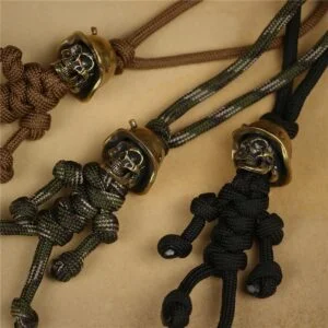 Skull Head Soldier Keychain Lanyard EDC Knife Bead Punk DIY Paracord